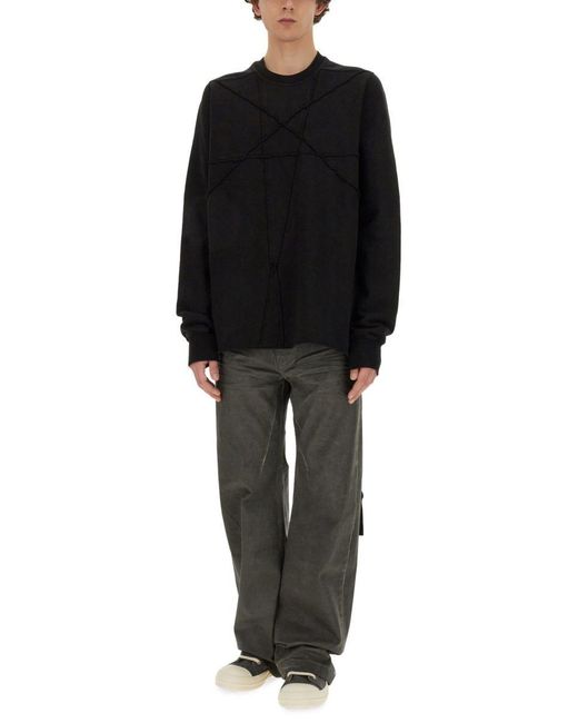 Rick Owens Black Sweatshirt With Embroidery for men