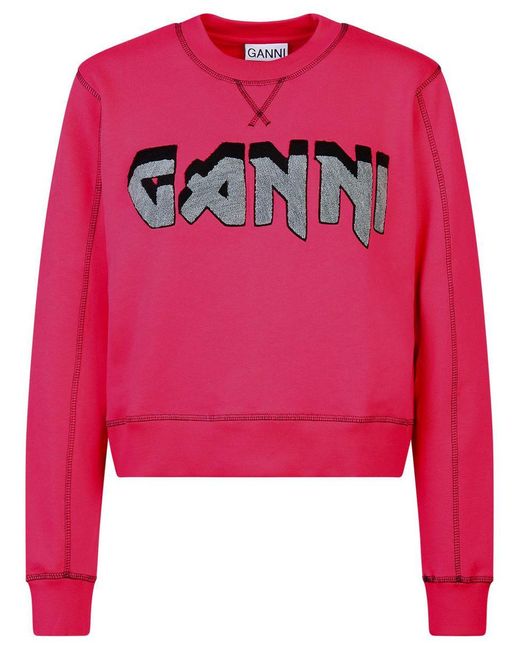 Ganni Pink Fuchsia Cotton Sweatshirt