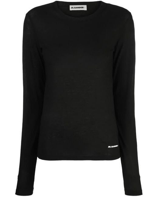 Jil Sander Black Round-neck Long-sleeve Knitted Top
