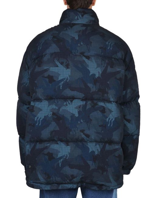 Etro Blue Down Jacket With Pegasus Print for men