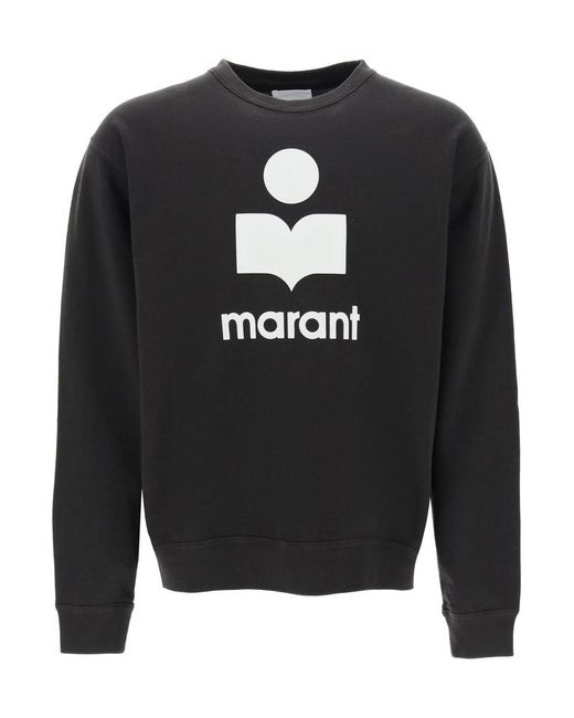 Isabel Marant Black Mikoy Flocked Logo Sweatshirt for men
