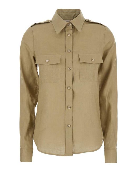 Semicouture Green Shirt With Pointed Collar And Patch Pockets On The Chest