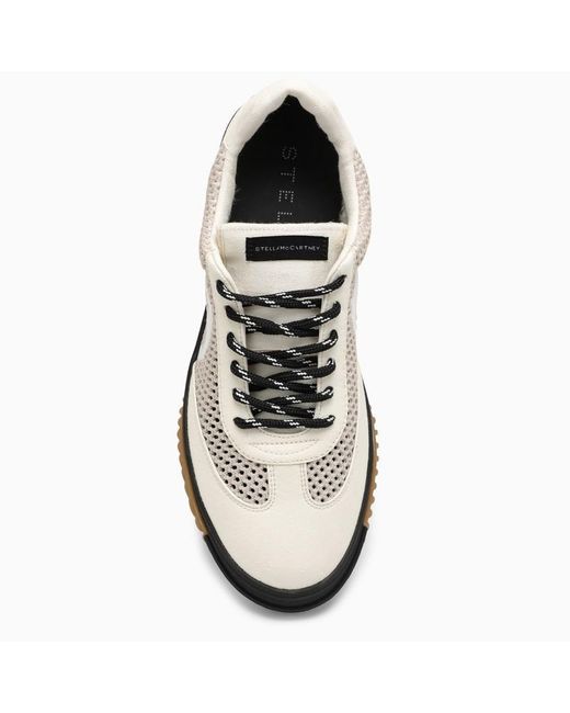Stella McCartney White Low Trainer With S-Wave Mesh Panels