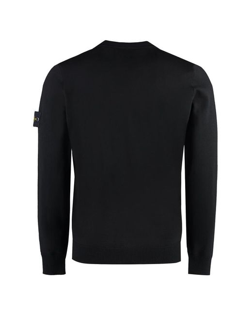 Stone Island Black Crew-neck Wool Sweater for men