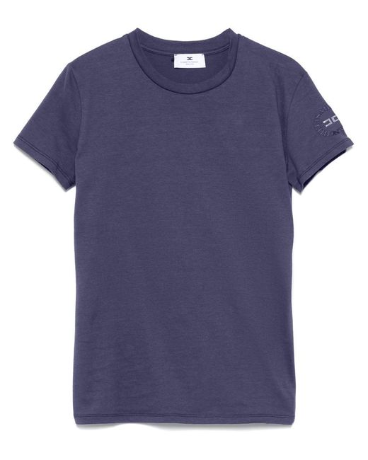 Elisabetta Franchi Blue Rubberised-Logo T-Shirt