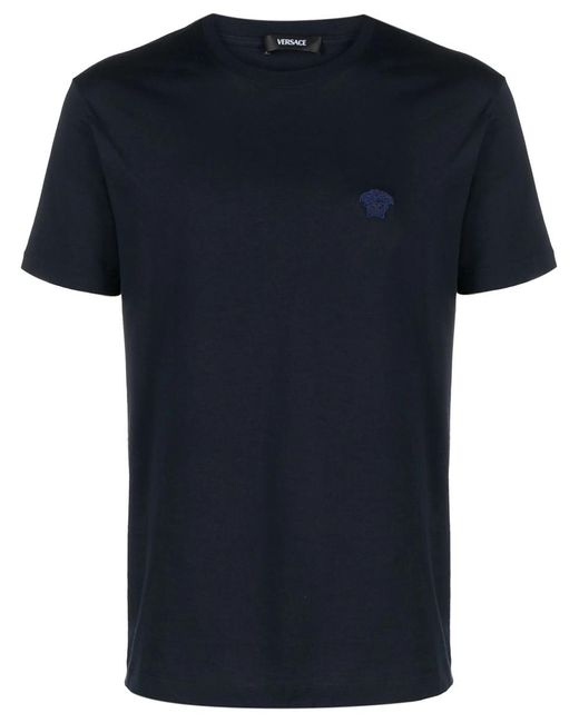 Versace Black T-Shirt With Medusa Embroidery for men