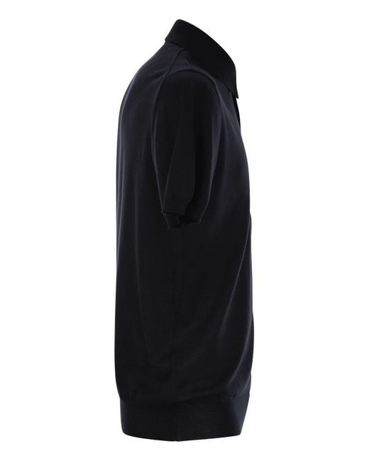 Kiton Black Short-Sleeved Cotton Polo Shirt for men