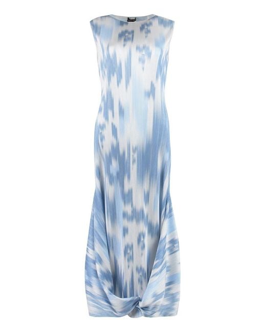 Giorgio Armani Blue Printed Jersey Long Dress