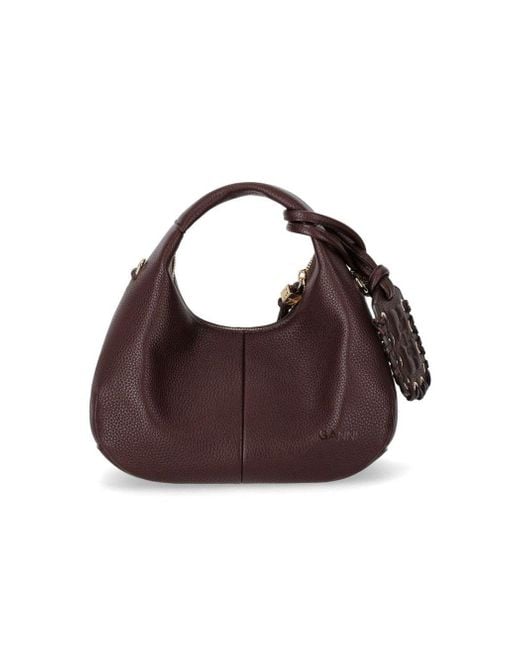 Ganni Brown Chicory Coffee Mini Hobo Bag