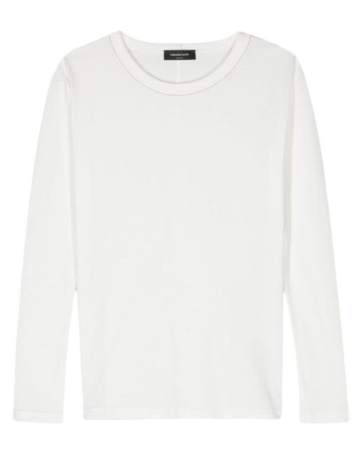 Fabiana Filippi White Long Sleeve Lightweight Cotton Jersey T-Shirt