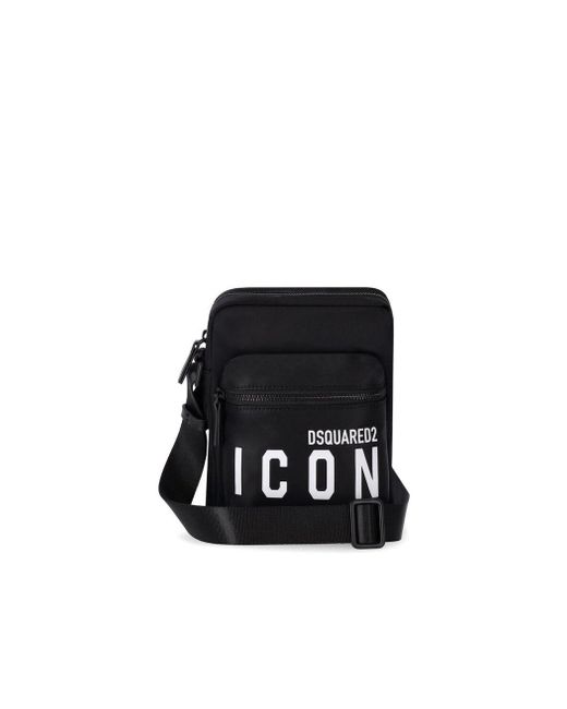 DSquared² Black Icon Nylon Crossbody Bag for men