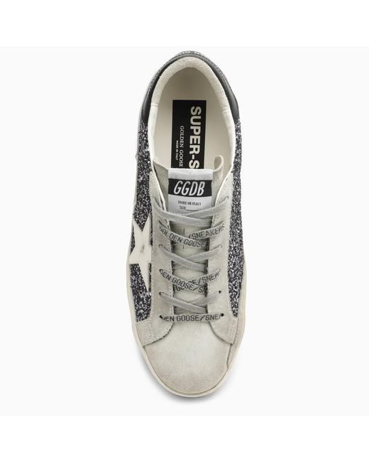 Golden Goose Deluxe Brand Gray Super-Star Trainer With Anthracite/ Glitter