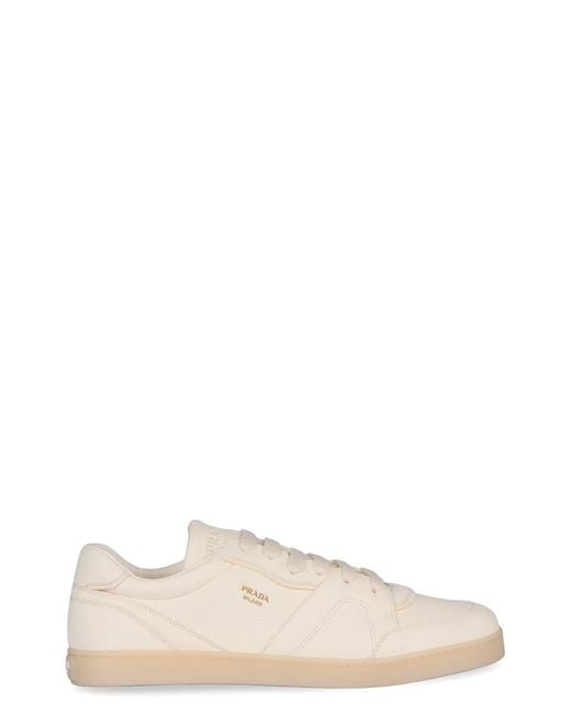 Prada Pink Low-Top Leather Sneakers for men