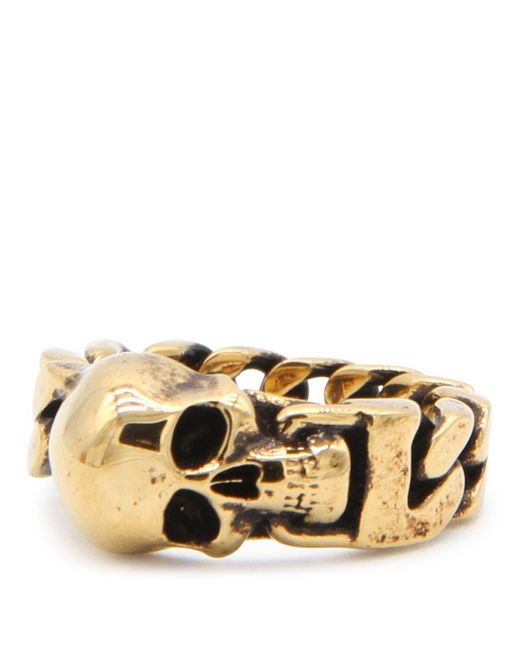 Alexander McQueen Metallic Gold-tone Metal Skull Ring for men