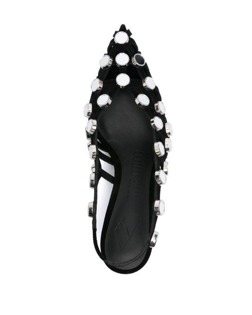 The Attico Black Suede Grid Slingback With Inserts