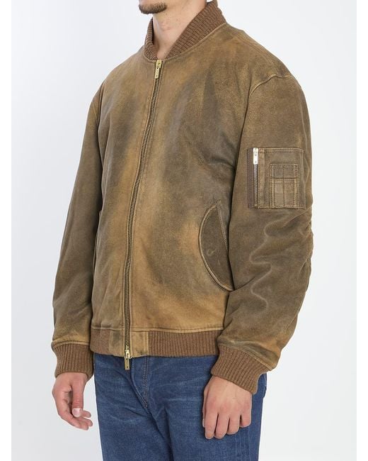 Golden Goose Deluxe Brand Brown Bomber Leather Jacket for men