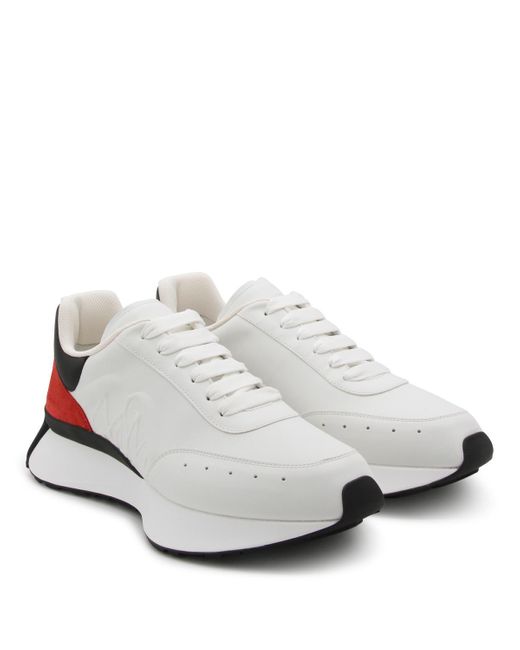 Alexander McQueen White, Black And Red Leather Sprint Sneakers for men