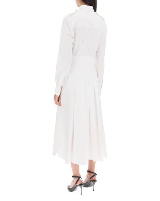 Alexander McQueen White Shirt Dress In Poplin