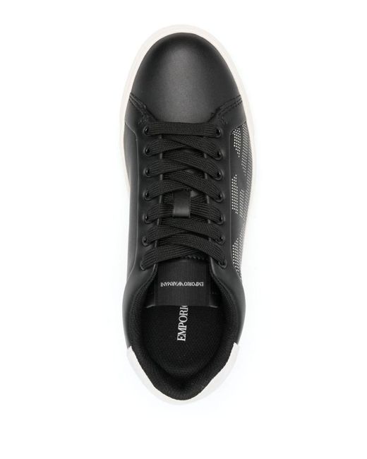 Emporio Armani Black Logo Leather Sneakers