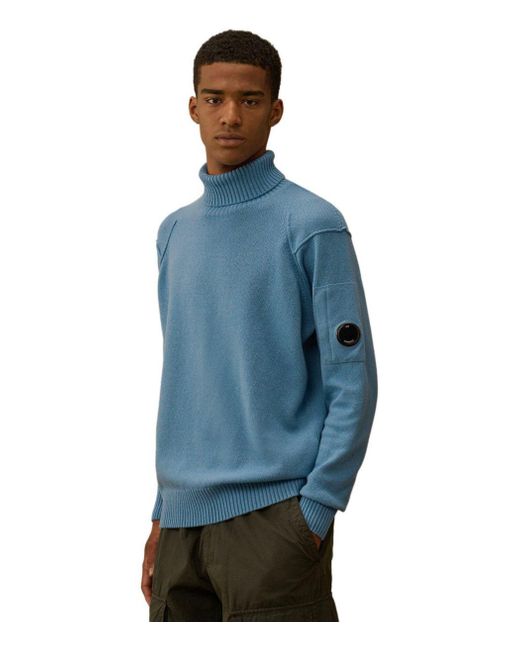 C P Company Blue Grs Aegean Turtleneck Sweater for men