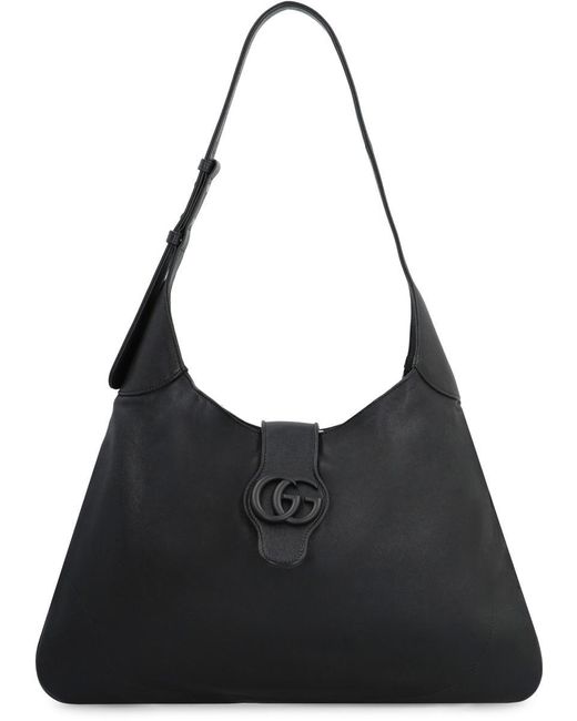 Gucci Black Aphrodite Leather Shoulder Bag