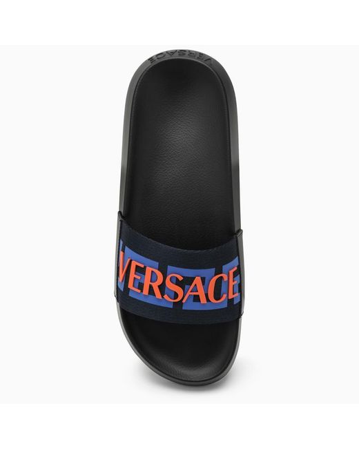 Versace Blue Slide With Logo for men