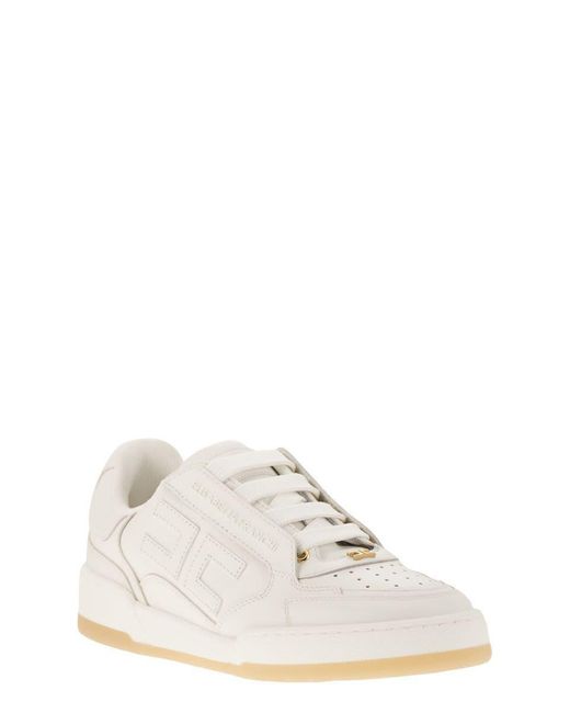 スニーカー ELISABETTA FRANCHI LEATHER SNEAKERS WITH LOGO DETAIL Elisabetta Franchi Leather Sneakers With Logo in White | Lyst