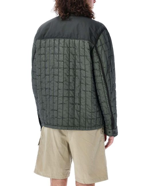 Stone Island Gray Quilted Shirt-Jacket for men