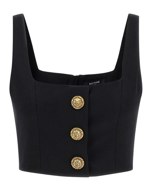 Balmain Black Button Top