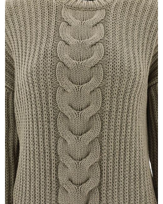Max Mara Gray "Acciaio" Cable-Knit Sweater