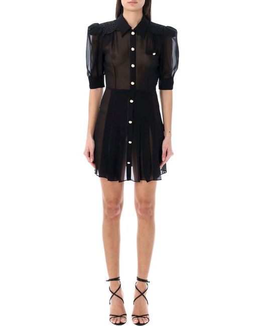 Alessandra Rich Black Pleated Mini Dress