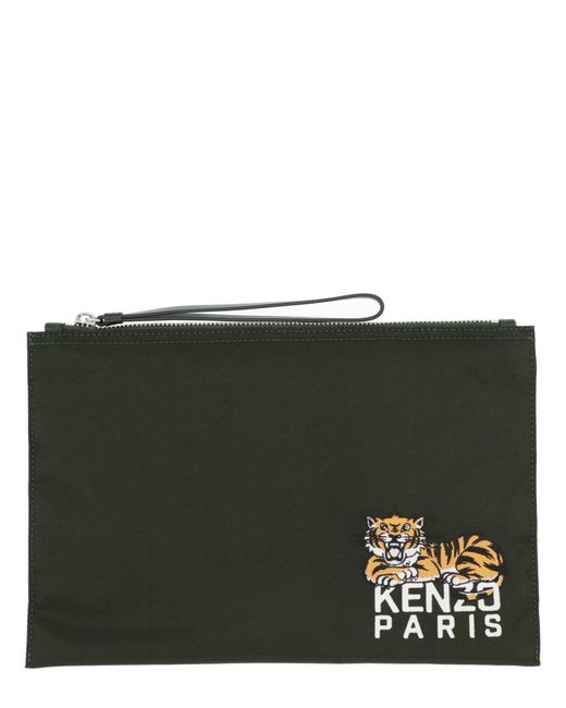 KENZO Black Large Happy Tiger" Clutch for men