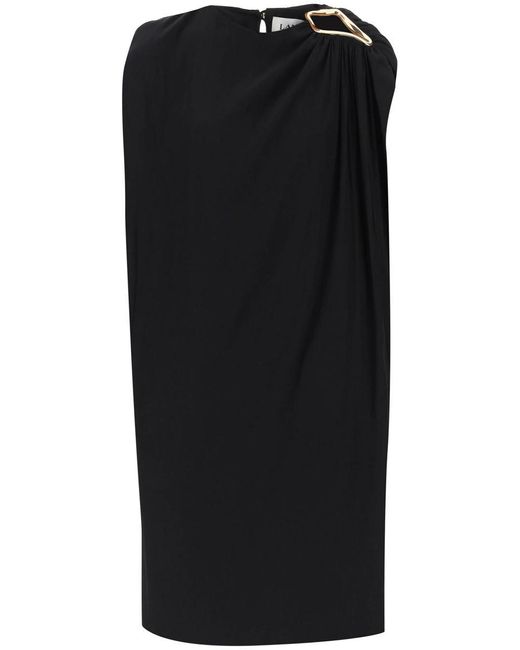 Lanvin Black Draped Midi Dress