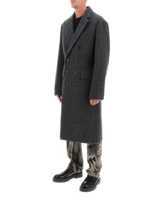 Dries Van Noten Black Ralto Melange-Effect Coat for men