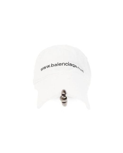 Balenciaga White Bal. Com Piercing Baseball Cap for men