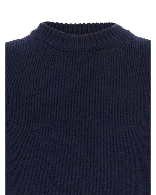 Kangra Cashmere Blue Crew Neck Jumper With Ribbed Design for men