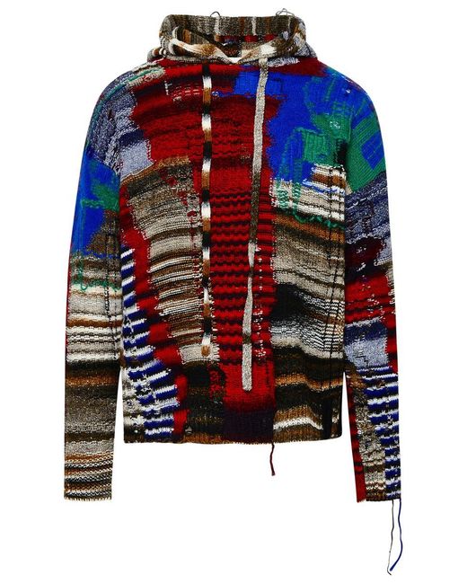 Off-White c/o Virgil Abloh Blue Multicolor Wool Blend Chaos Tab Sweater for men