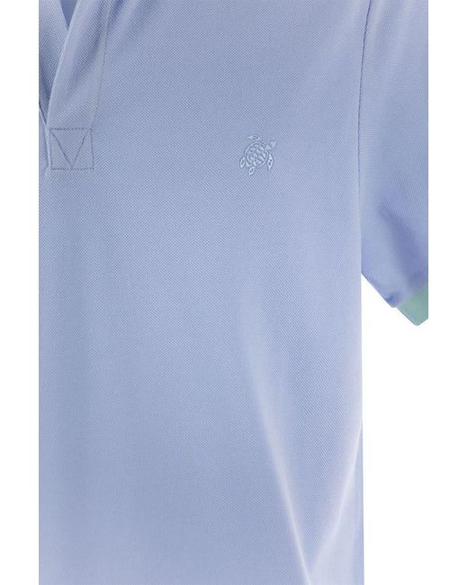 Vilebrequin Blue Short-Sleeved Cotton Polo Shirt for men