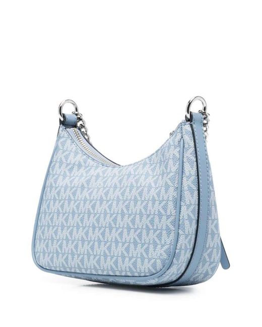 MICHAEL Michael Kors Handbag With Monogram M Michael Kors Light E In Waxed Canvas With Silver Chain Shoulder Strap in Blue Lyst Canada