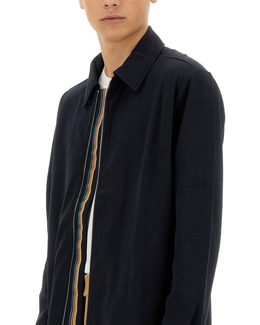 Paul Smith Blue Shirt Jacket With Zip Front Closure for men