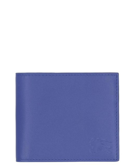 Burberry Blue Leather Flap-Over Wallet for men