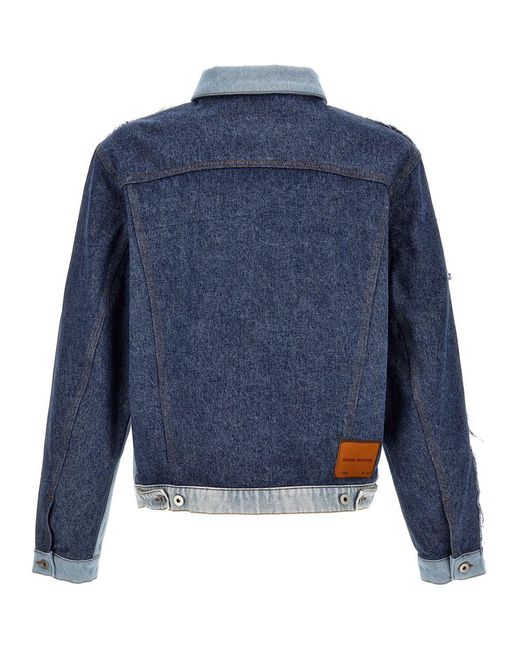Heron Preston Blue Patchwork Denim Jacket Casual Jackets, Parka for men