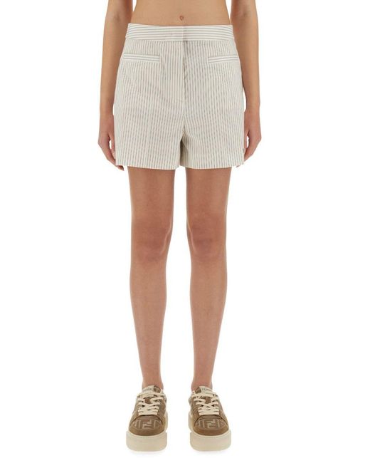 Fendi Natural Cotton And Silk Shorts