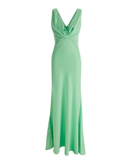 Pinko Green Mint Draped Maxi Dress