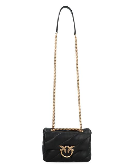 Pinko Black Love Mini Puff Leather Crossbody Bag