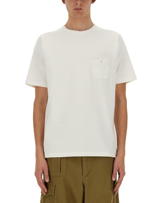 Nigel Cabourn White Cotton T-Shirt for men