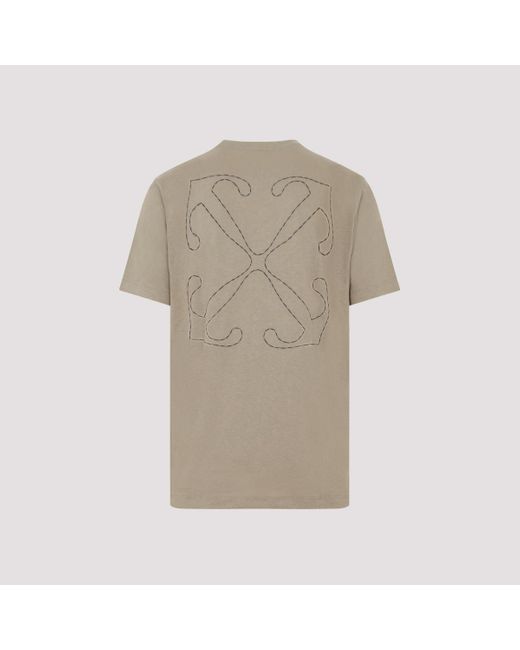Off-White c/o Virgil Abloh Natural Logo-embroidered Cotton T-shirt for men