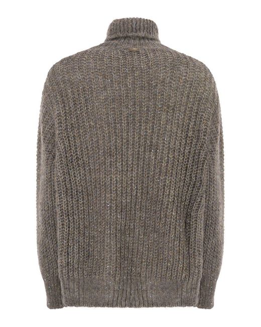 Herno Gray Wool And Alpaca Turtleneck Jumper