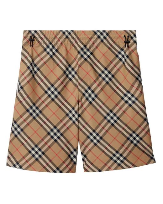 Burberry Brown Vintage Check Print Drawstring Shorts For for men