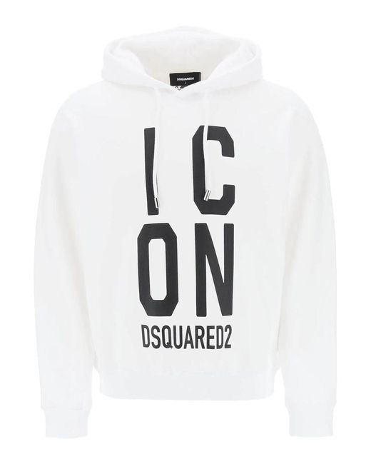 DSquared² White 'icon Squared' Cool Fit Hoodie With Logo Print for men